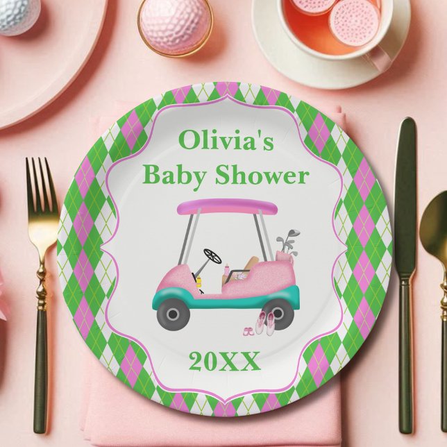 Elegant Golf Cart Ready For Baby Shower  Paper Plate (Creator Uploaded)