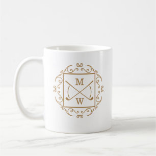 Elegant Golf Clubs Monogram Coffee Mug