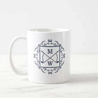Elegant Golf Clubs Monogram Coffee Mug