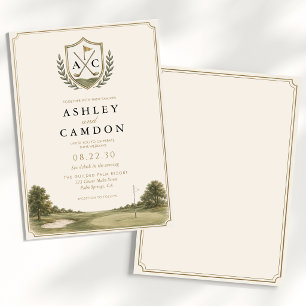 Elegant Golf Crest Monogram Wedding Invitation