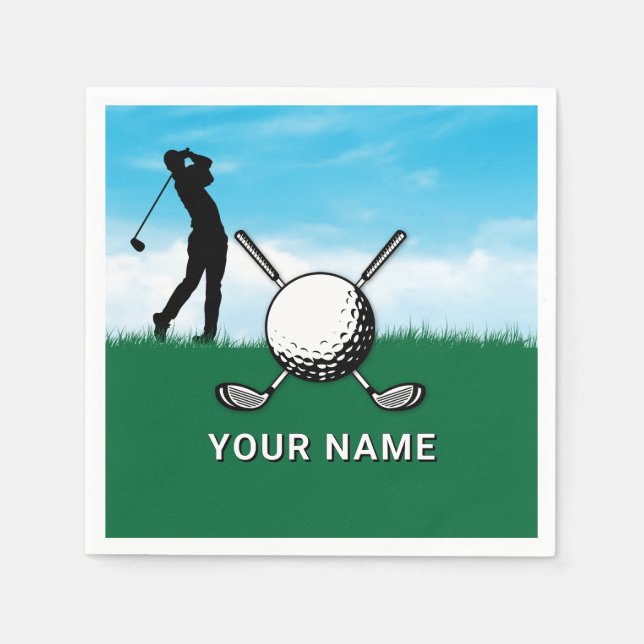 Elegant Golf Custom Name Design Napkin (Front)