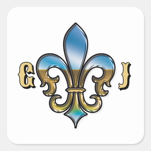 Elegant Golf Fleur De Lis Design Square Sticker (Front)