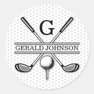 Elegant Golf Monogr... Classic Round Sticker