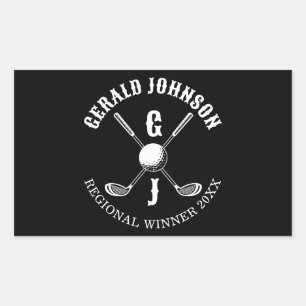 Elegant Golf Monogr... Rectangular Sticker
