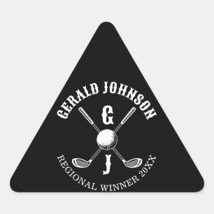 Elegant Golf Monogr... Triangle Sticker