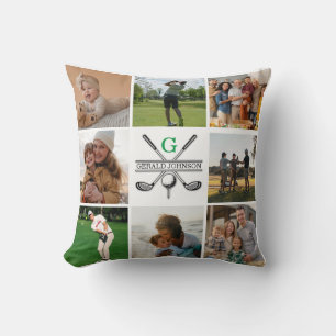 Elegant Golf Monogram Collage Design Cushion