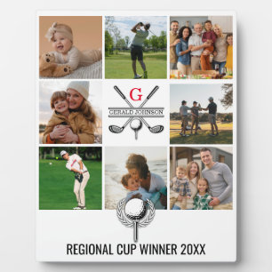 Elegant Golf Monogram Collage Design Plaque