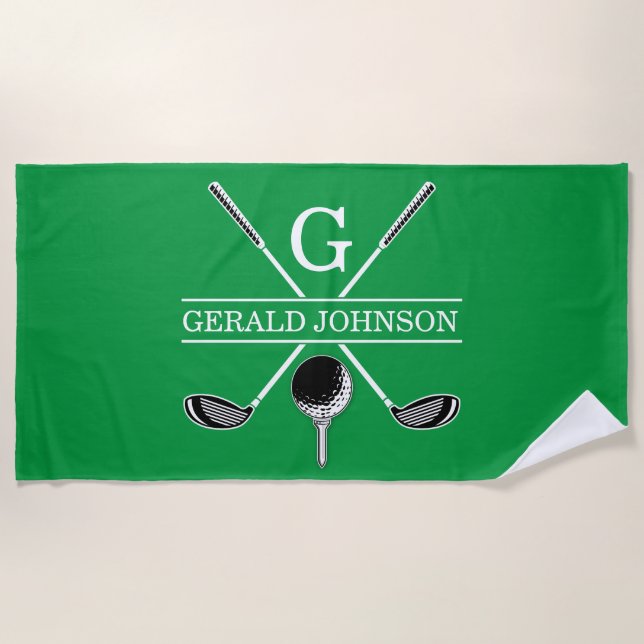 Elegant Golf Monogram Design Beach Towel (Front)