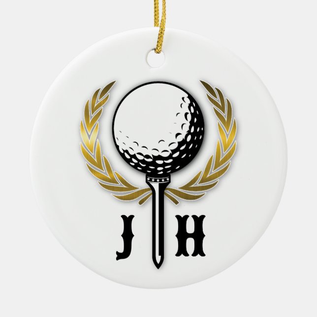 Elegant Golf Monogram Design Ceramic Ornament (Front)