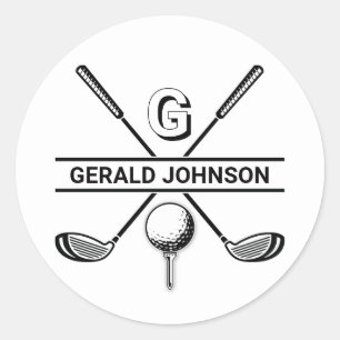 Elegant Golf Monogram Design Classic Round Sticker