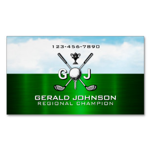 Elegant Golf Monogram Design Magnetic Business Card