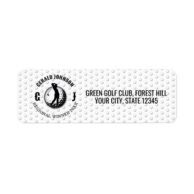 Elegant Golf Monogram Design Return Address Label (Front)