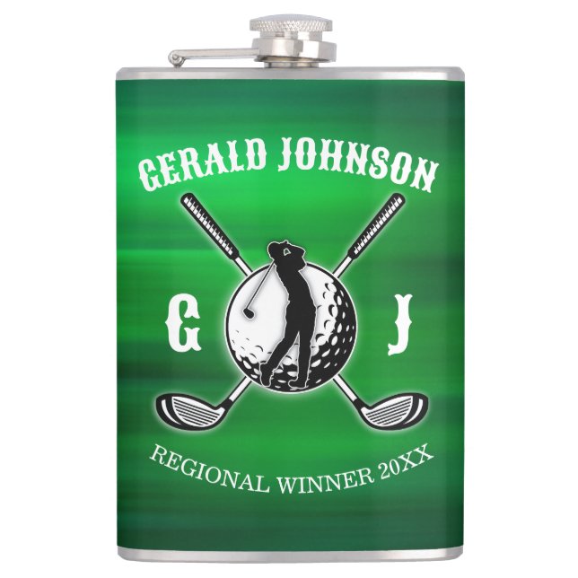 Elegant Golf Monogram Design Vinyl Wrapped Flask (Front)