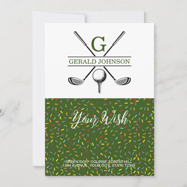 Elegant Golf Monogram Holiday Design Card (Front)