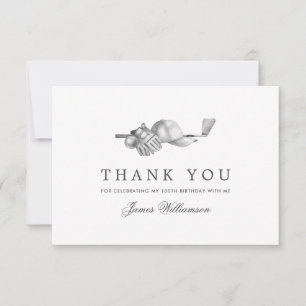 Elegant Golf Theme 100th Birthday Thank You Card