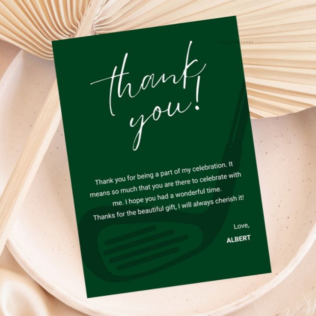 Elegant Golf Theme Appreciation Thank You Card (golf thank you card, golf birthday thank you, golf party thank you, golf theme card, golf appreciati)