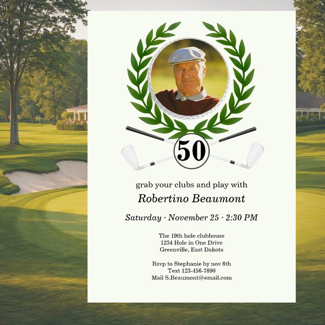 Elegant Golf Theme Player Experience 50th birthday Invitation (Creator Uploaded)
