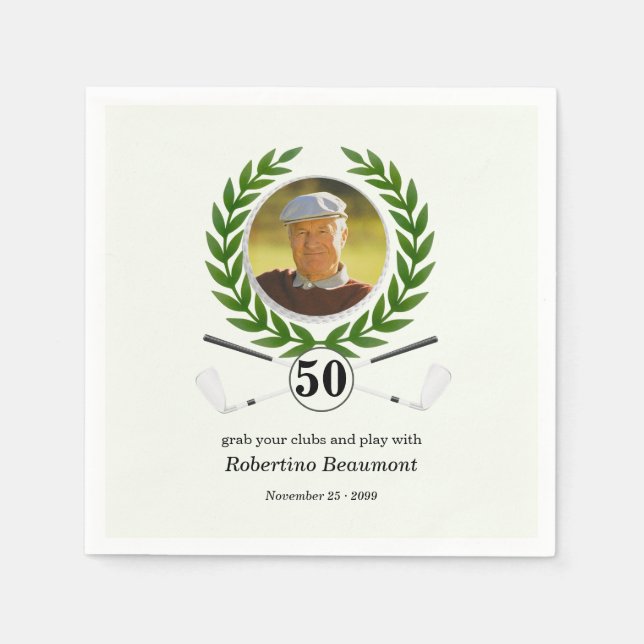 Elegant Golf Theme Player Experience 50th birthday Napkin (Front)
