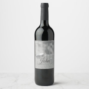 Elegant Golfer Monogram Initials Name For Him  Wine Label
