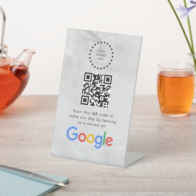 Elegant Google reviews qr code tabletop sign (In SItu)