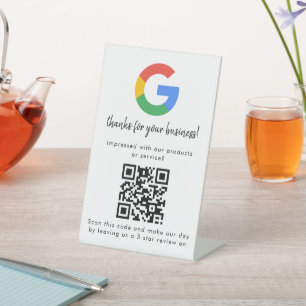 Elegant Google reviews qr code tabletop sign