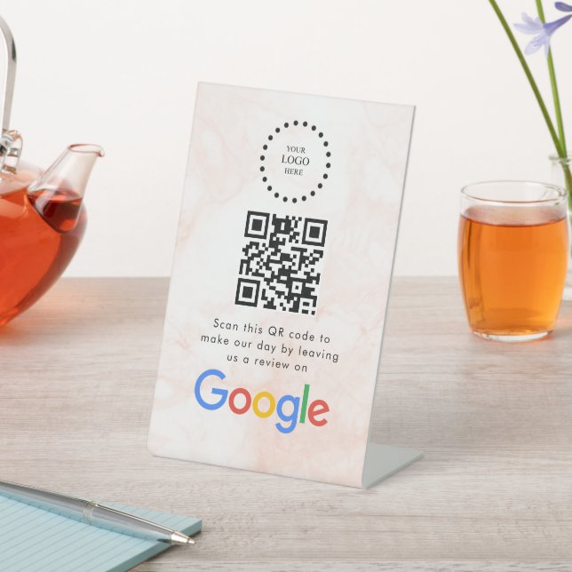 Elegant Google reviews qr code tabletop sign (In SItu)