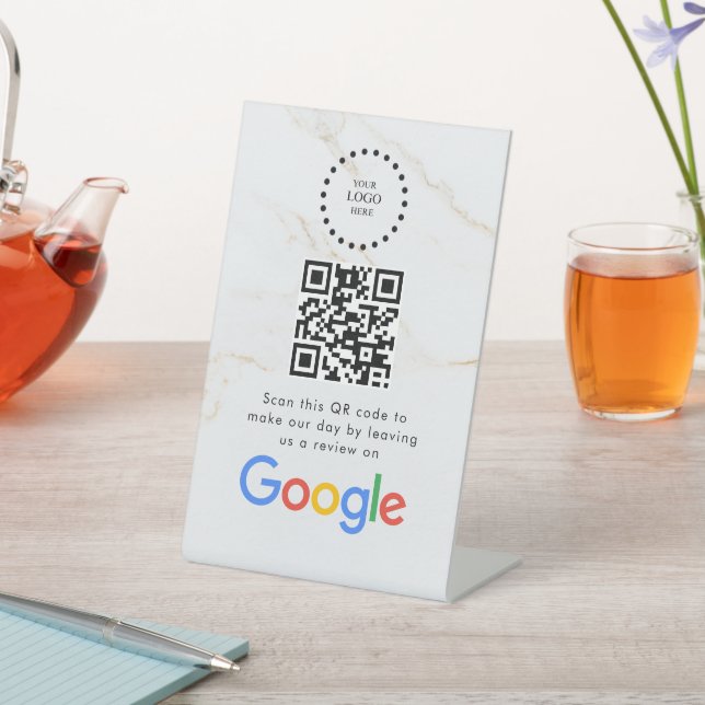 Elegant Google reviews qr code tabletop sign (In SItu)