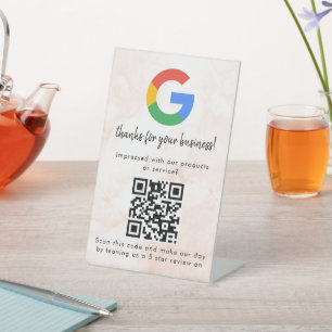 Elegant Google reviews qr code tabletop sign