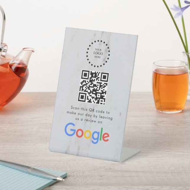 Elegant Google reviews qr code tabletop sign (In SItu)