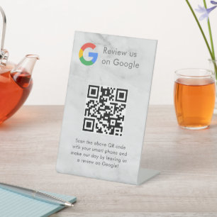 Elegant Google reviews qr code tabletop sign