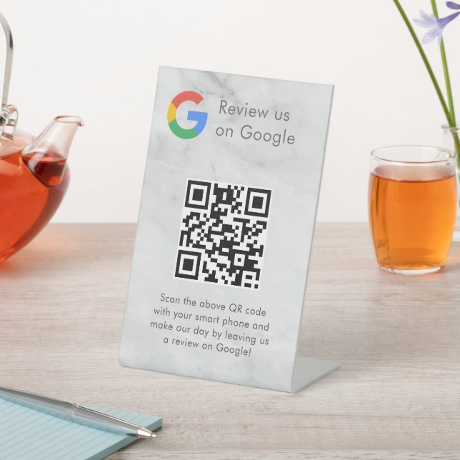 Elegant Google reviews qr code tabletop sign (In SItu)
