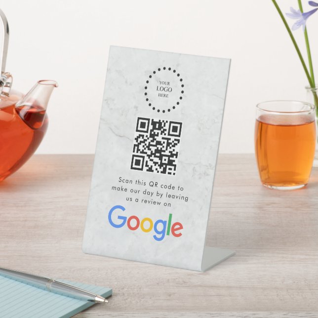 Elegant Google reviews qr code tabletop sign (In SItu)