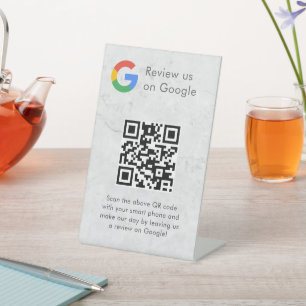 Elegant Google reviews qr code tabletop sign