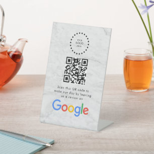 Elegant Google reviews qr code tabletop sign