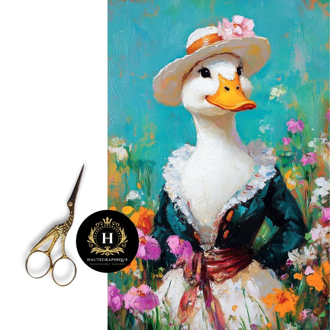 Elegant Goose in Floral Hat Decoupage Tissue Paper (Creator Uploaded)