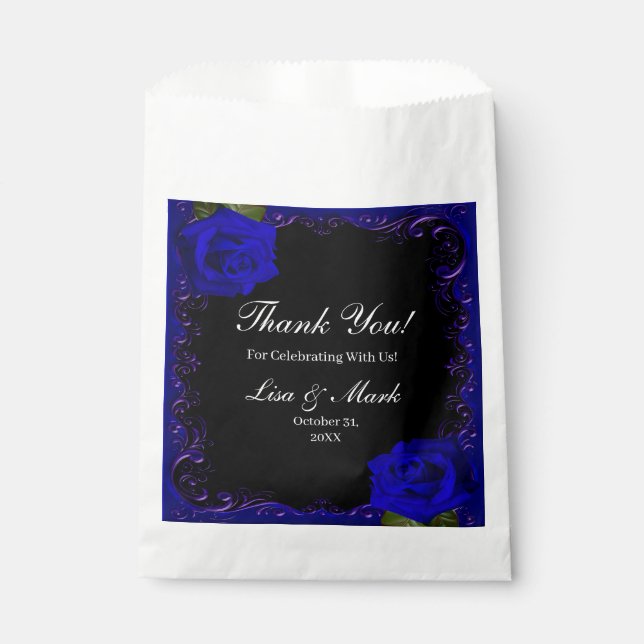 Elegant Goth Blue Roses Favour Bag (Front)