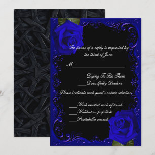 Elegant Goth Blue Roses Response Card