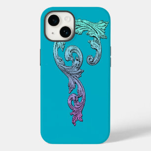 Elegant Goth Design in Blue iPhone 14 Case