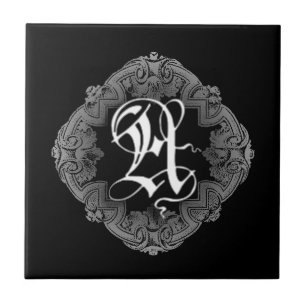 Elegant Goth Initial A Ceramic Tile