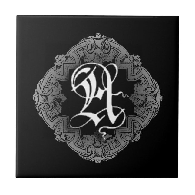 Elegant Goth Initial A Ceramic Tile (Front)