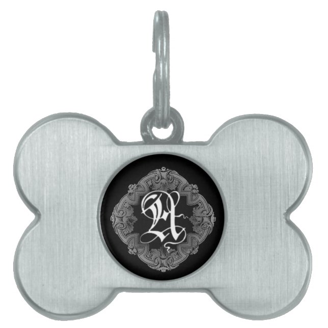 Elegant Goth Initial A Pet Name Tag (Front)
