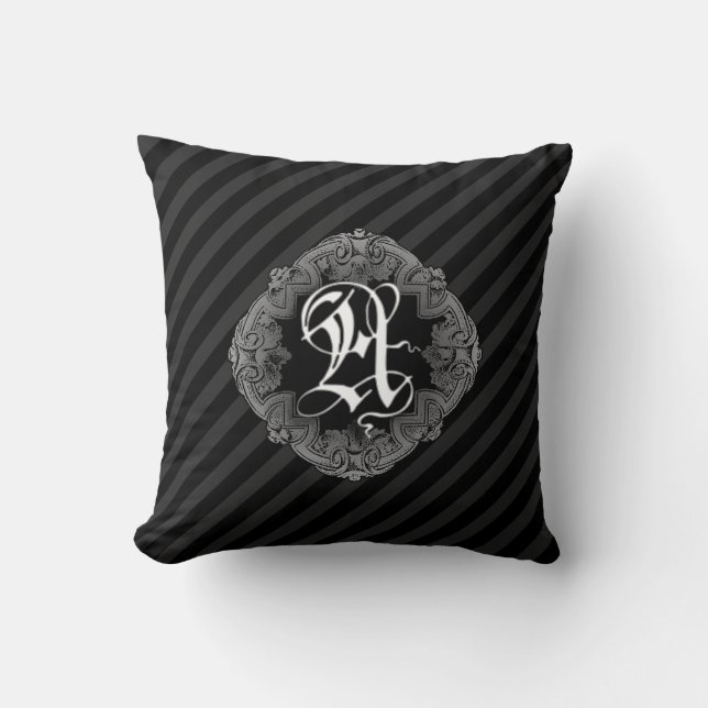 Elegant Goth Initial A Throw Pillow (Front)