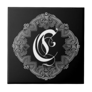 Elegant Goth Initial C Ceramic Tile