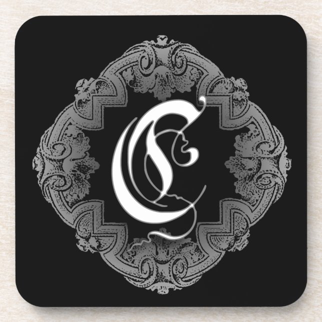 Elegant Goth Initial C Coaster (Front)
