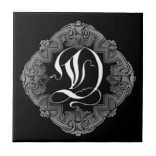 Elegant Goth Initial D Ceramic Tile