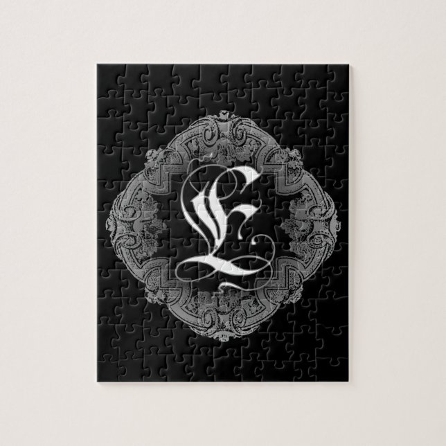 Elegant Goth Initial E Jigsaw Puzzle (Vertical)