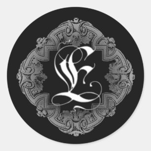 Elegant Goth Initial E Sticker