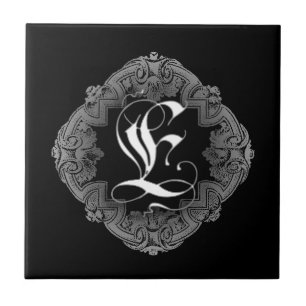 Elegant Goth Initial E Tile