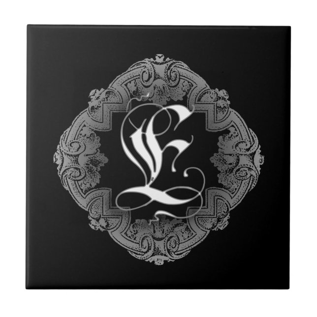 Elegant Goth Initial E Tile (Front)