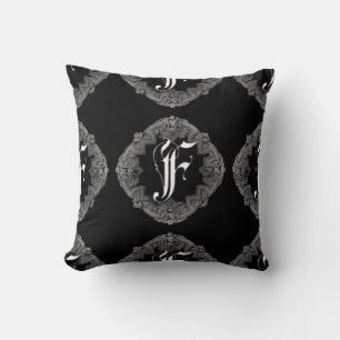 Elegant Goth Initial F Throw Pillow